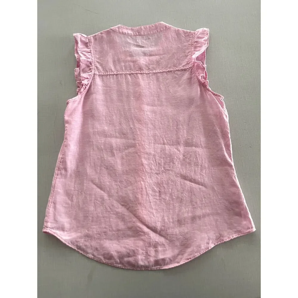 Lilly Pulitzer Sz S Briette Linen Button Down Shirt Pink Classic Vacation Resort - Picture 6 of 12